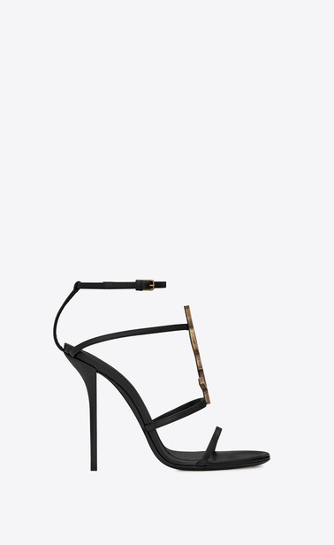 Cassandra sandal with gold logo in smooth leather (110 mm)